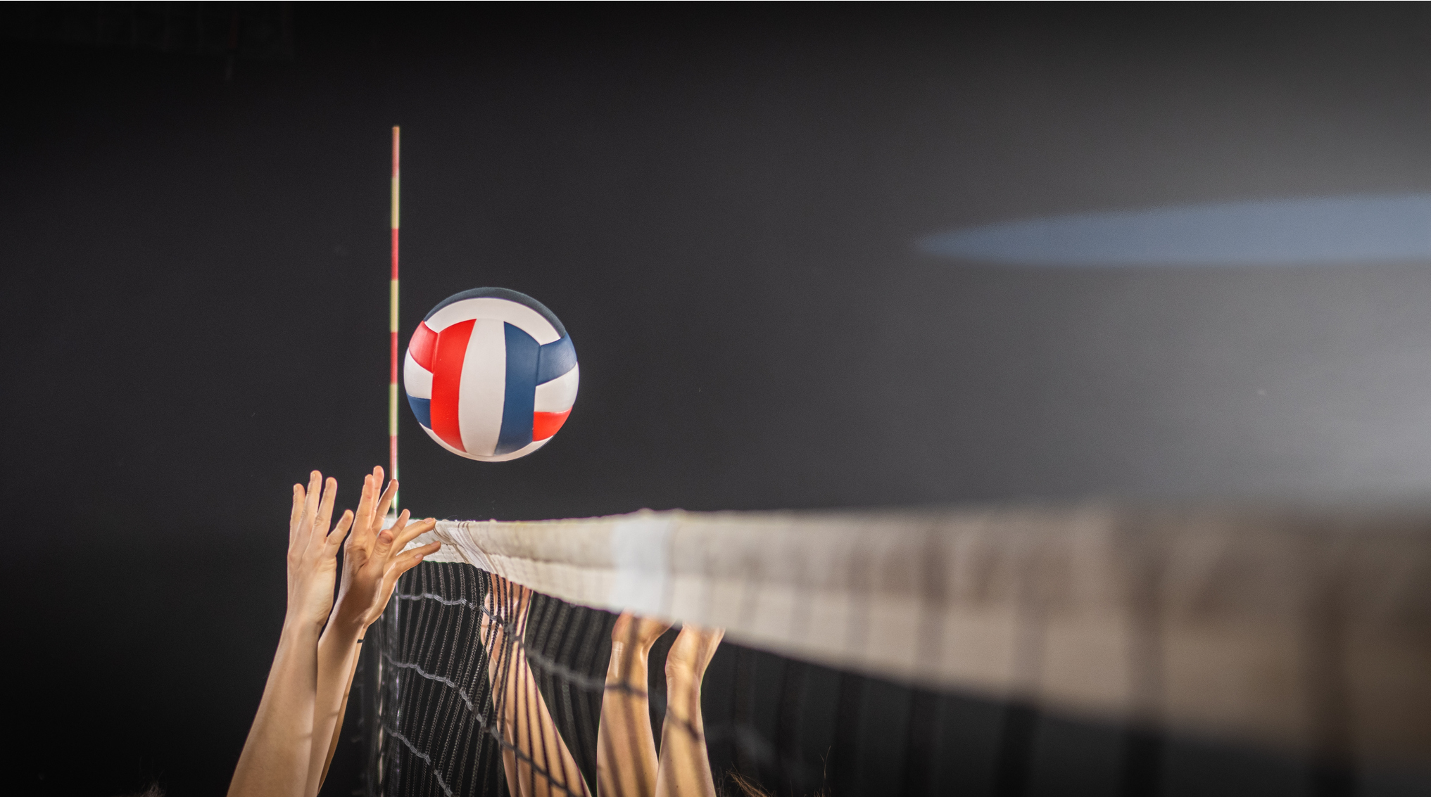 Intense volleyball match action