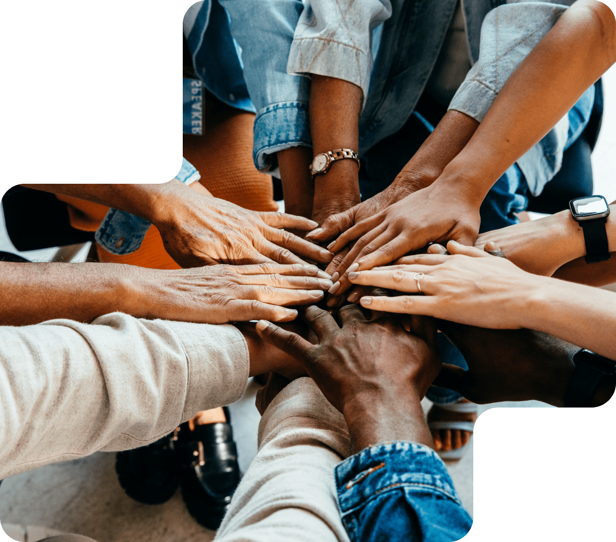 Multicultural hands forming a circle