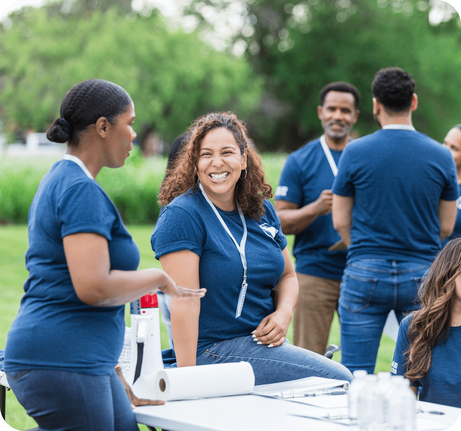 Friends enjoying a community event